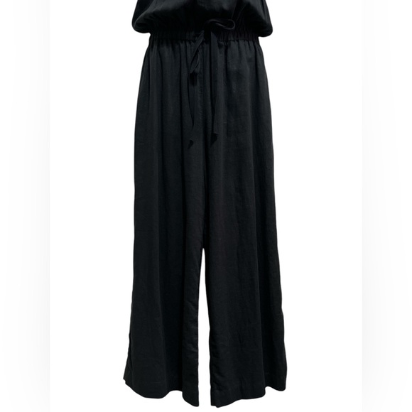 NWT Splended Sz XS Jumpsuit Black V-Neck Elastic Waist Drawstring Linen Pockets - Picture 4 of 11